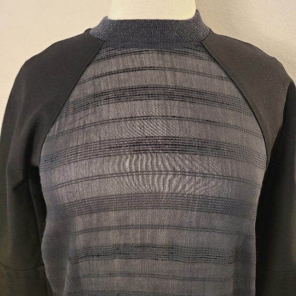 Nanushka Semi-Sheer Panel Long Sleeve Black Top - Picture 2 of 7